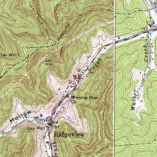 Topographic Map of Brush Creek, WV