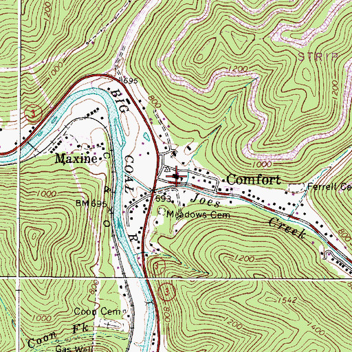 Topographic Map of Comfort Elementary School (historical), WV