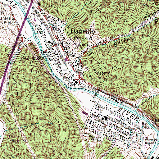 Topographic Map of Danville Post Office, WV