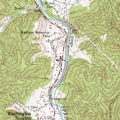 Topographic Map of Haddleton, WV