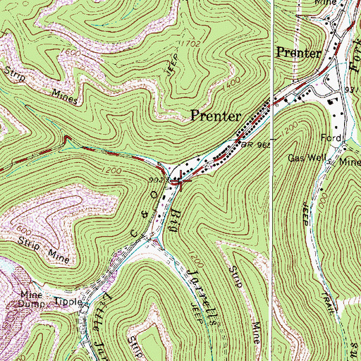 Topographic Map of Lots Branch, WV