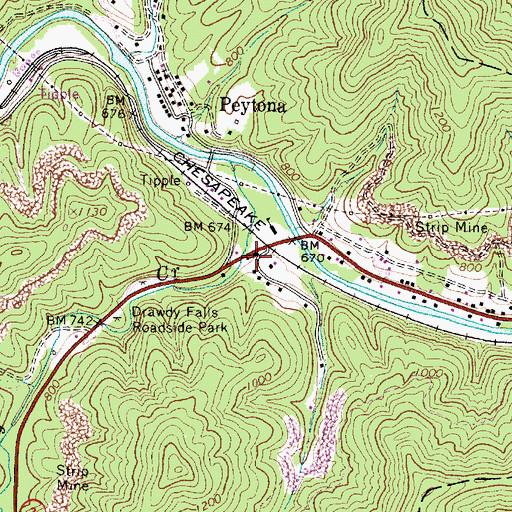 Topographic Map of Lower Drawdy School (historical), WV