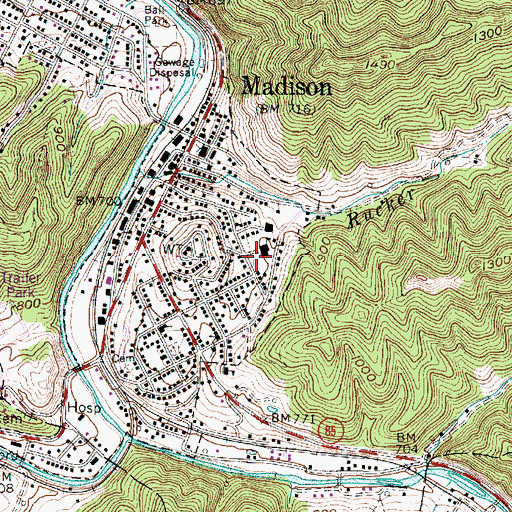 Topographic Map of Madison Elementary School, WV