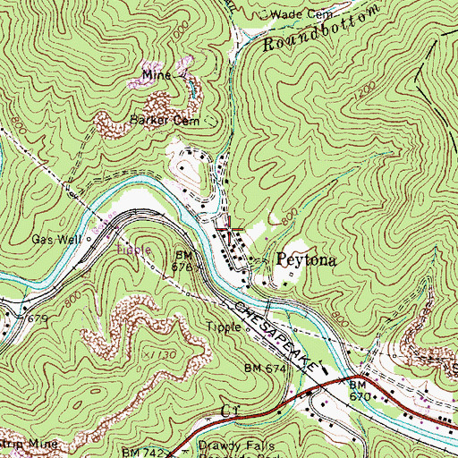 Topographic Map of Peytona Church of Christ, WV