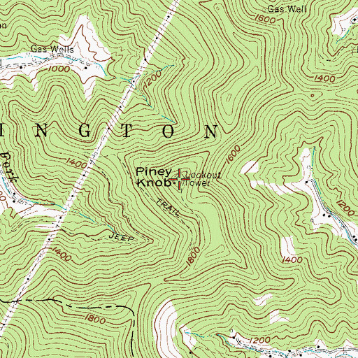 Topographic Map of Piney Knob Lookout Tower, WV