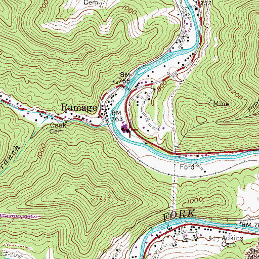 Topographic Map of Ramage Elementary School, WV