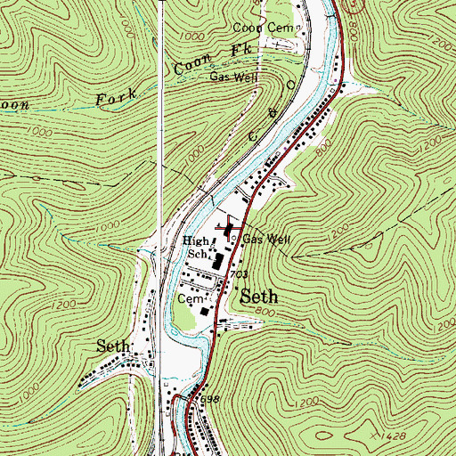 Topographic Map of Sherman Junior High School, WV