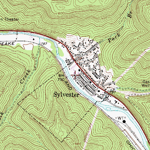 Topographic Map of Sylvester Elementary School (historical), WV