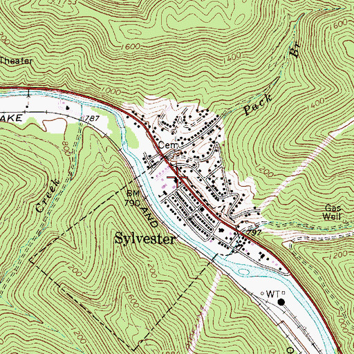 Topographic Map of Sylvester Post Office, WV