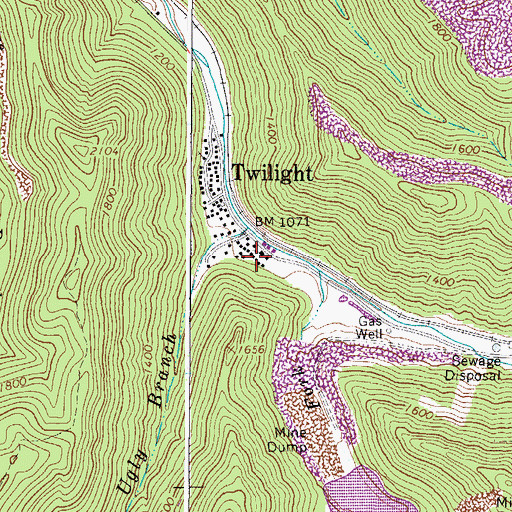 Topographic Map of Twilight Post Office, WV