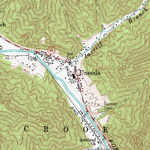 Topographic Map of Uneeda Grade School (historical), WV