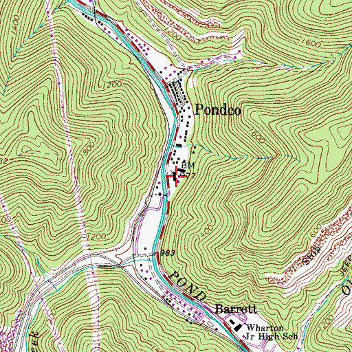 Topographic Map of Wharton Elementary School, WV