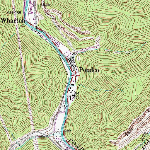 Topographic Map of Wharton Post Office, WV