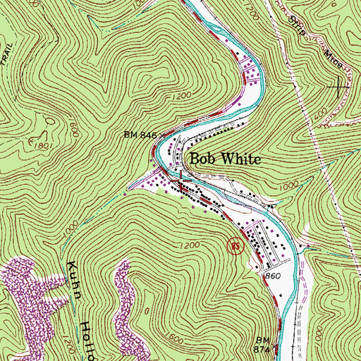 Topographic Map of Bob White Post Office, WV