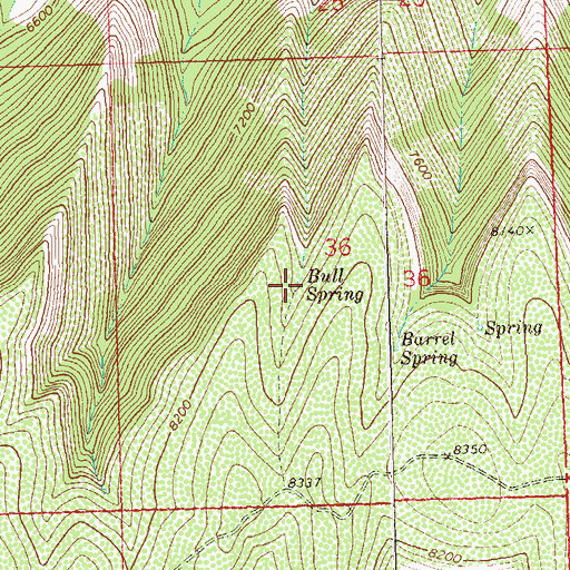 Topographic Map of Bull Spring, CO