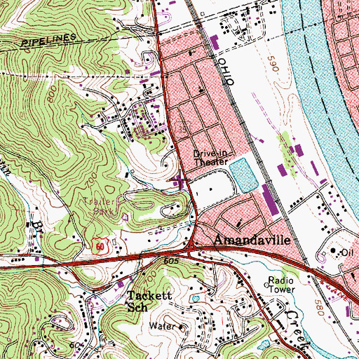 Topographic Map of Anne Bailey Elementary School, WV