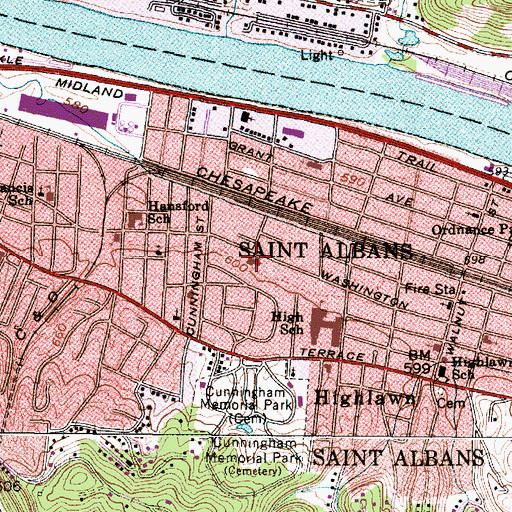 Topographic Map of Belvil Elementary School (historical), WV