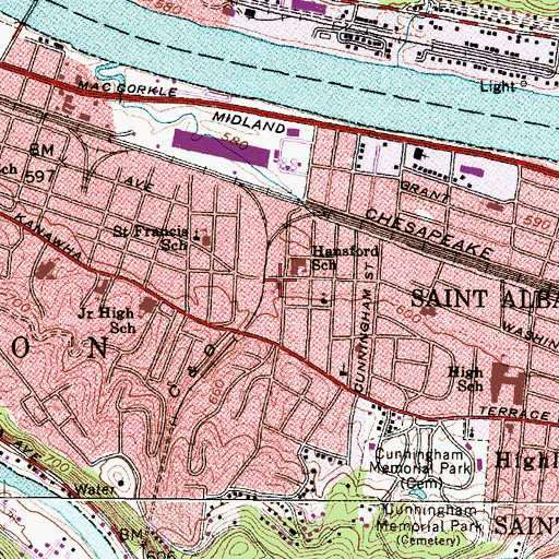 Topographic Map of Church of Christ, WV