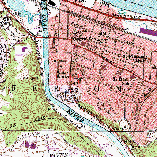 Topographic Map of College Hill Cemetery, WV
