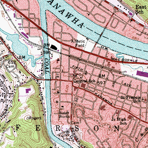 Topographic Map of First Baptist Church of Saint Albans, WV