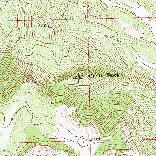 Topographic Map of Castle Rock, CO