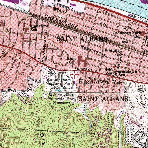 Topographic Map of Grace Evangelical Lutheran Church, WV