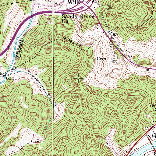 Topographic Map of Hammick Hill, WV