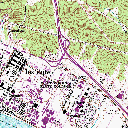 Topographic Map of Institute Post Office, WV