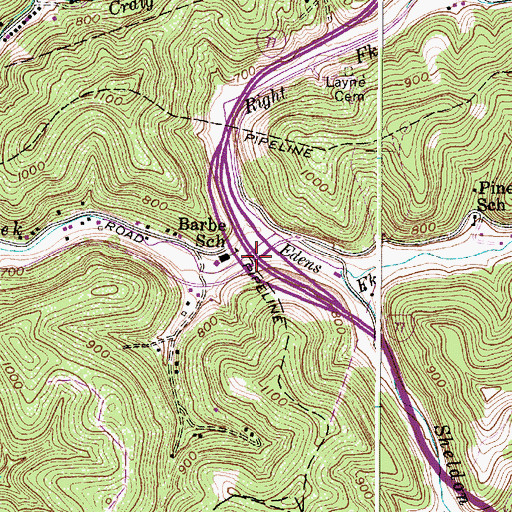 Topographic Map of Interchange 106, WV