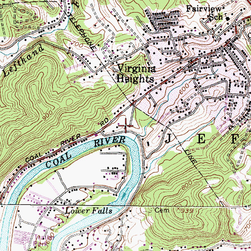 Topographic Map of Lower Falls Baptist Church, WV