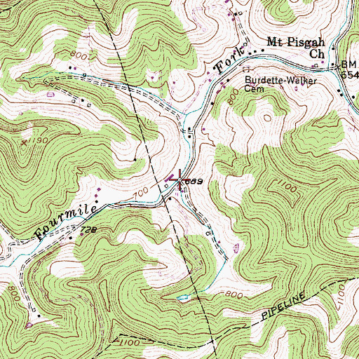 Topographic Map of Mink (historical), WV