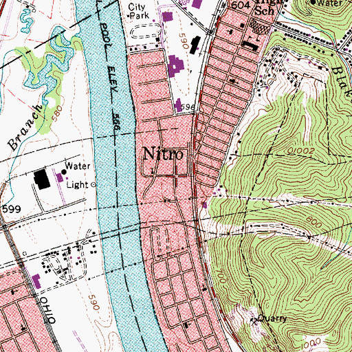Topographic Map of Nitro Church of Christ, WV