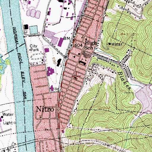 Topographic Map of Nitro Church of God, WV