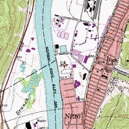 Topographic Map of Nitro City Park, WV