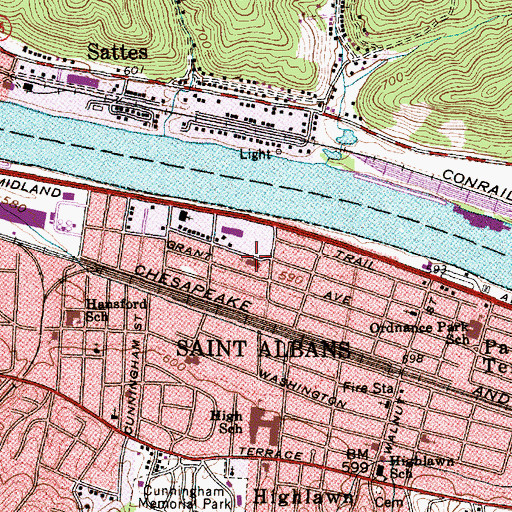 Topographic Map of Parkway Elementary School (historical), WV