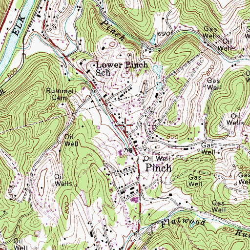 Topographic Map of Pinch Post Office, WV