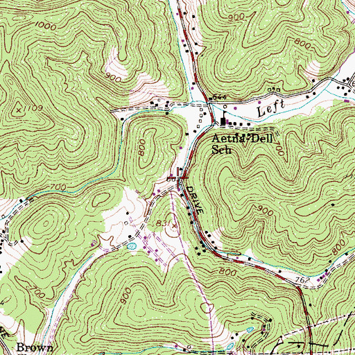 Topographic Map of Pleasant Dell School (historical), WV