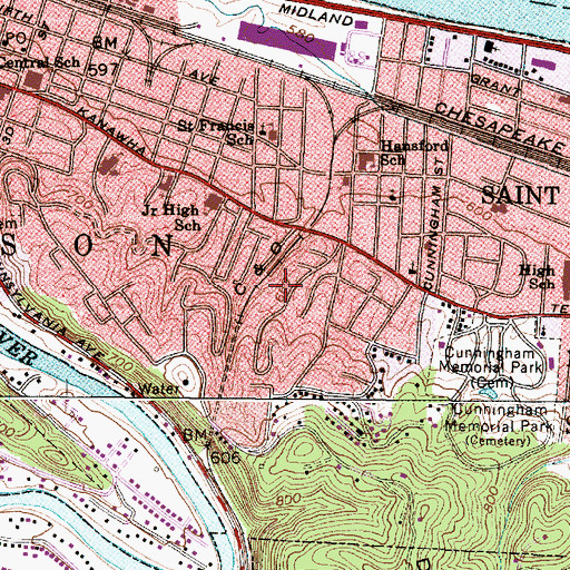 Topographic Map of Ravenswood, WV
