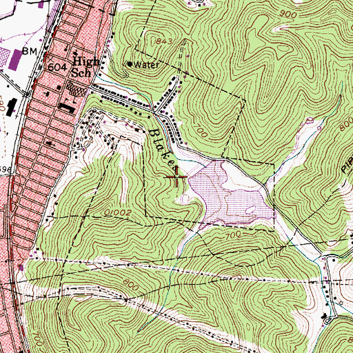 Topographic Map of Ridenour Memorial Park, WV