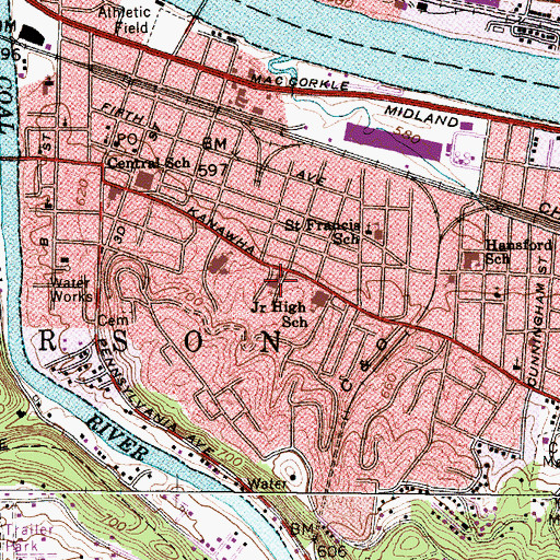 Topographic Map of Saint Andrew United Methodist Church, WV