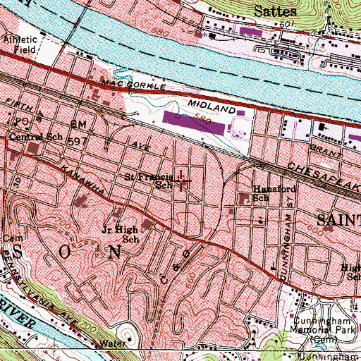 Topographic Map of Saint Francis of Assisi Roman Catholic Church, WV