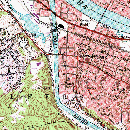 Topographic Map of Saint Paul Baptist Church, WV