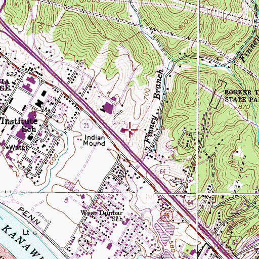 Topographic Map of Shawnee Hills Rieg School (historical), WV