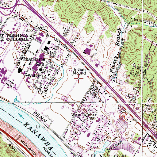 Topographic Map of Shawnee Park, WV