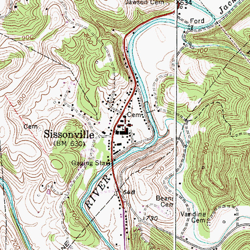 Topographic Map of Sissonville Elementary School, WV