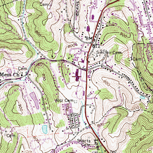 Topographic Map of Sissonville High School, WV