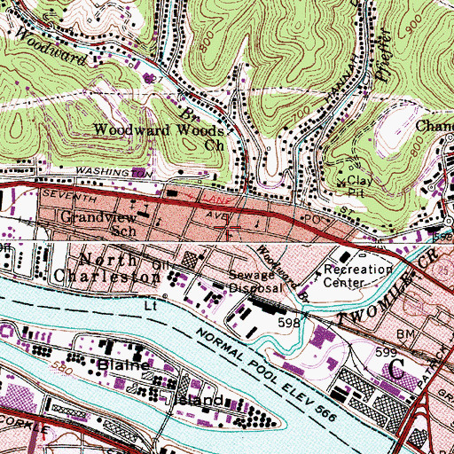 Topographic Map of Starcher Baptist Church, WV