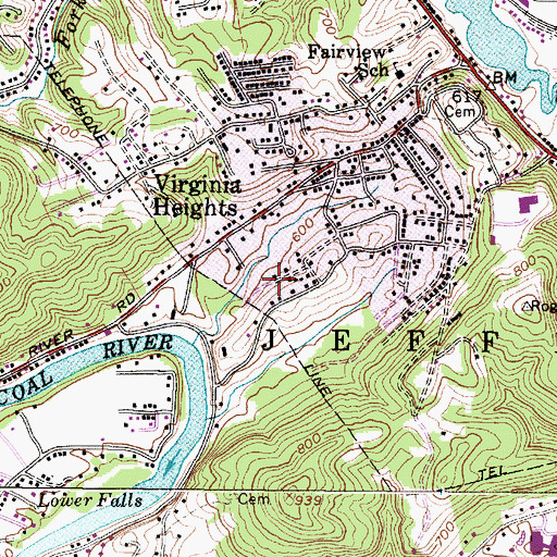 Topographic Map of Strawberry Heights, WV