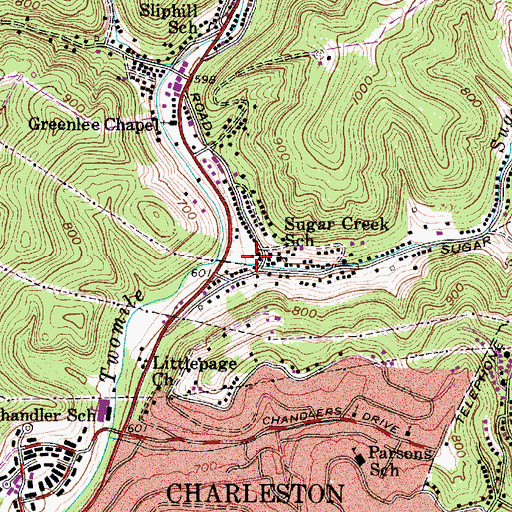 Topographic Map of Sugar Creek Missionary Baptist Church, WV