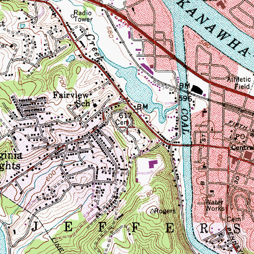 Topographic Map of Teays Hill Cemetery, WV